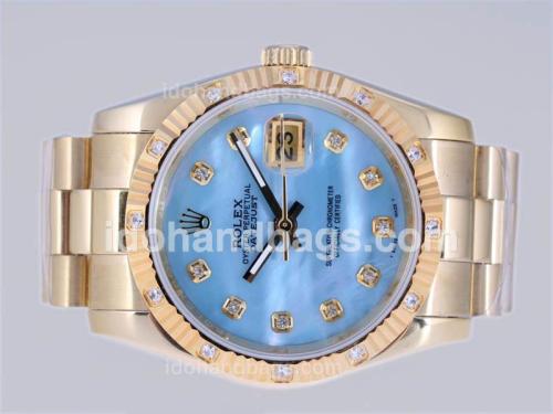 Rolex Datejust Automatic Full Gold Diamond Marking with Blue Dial 24355