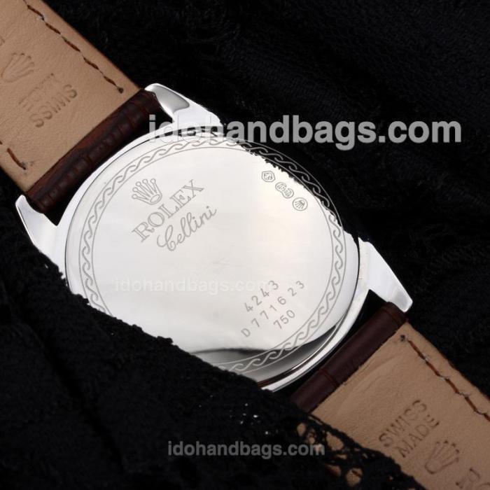 Rolex Cellini Luminous Swiss ETA Movement with White Dial-Leather Strap-Sapphire Glass(Gift Box is Included) 194534