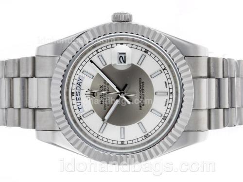 Rolex Day-Date II Automatic Stick Markers with Gray Dial 45273