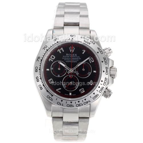 Rolex Daytona II Chronograph Swiss Valjoux 7750 Movement Number Markers with Black Dial S/S 89524