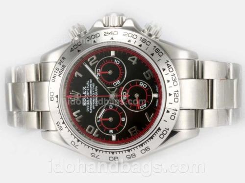 Rolex Daytona Chronograph Swiss Valjoux 7750 Movement with Black Dial 12355