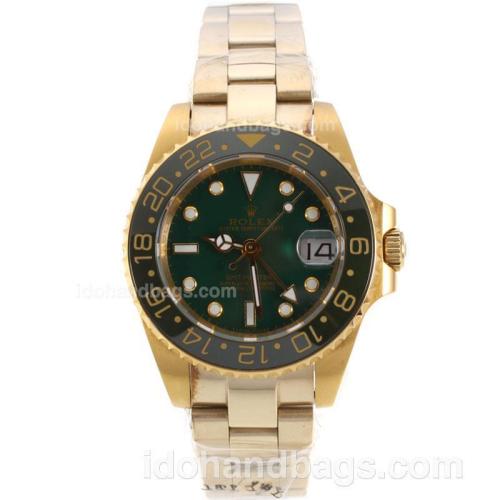 Rolex GMT-Master Automatic Full Yellow Gold with Green Bezel and Dial-Medium Size 139518