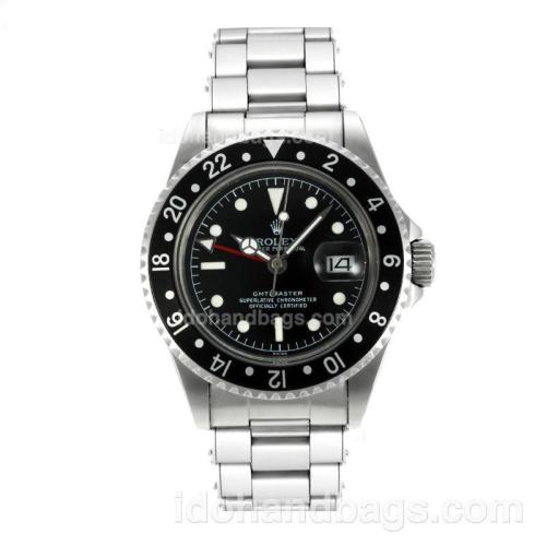 Rolex GMT-Master Swiss ETA 2836 Movement Vintage Edition with Black Dial White Markers-Rivet Strap 126820