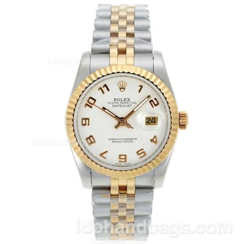 Rolex Datejust Automatic Two Tone Number Markers with White Computer Dial S/S 72419