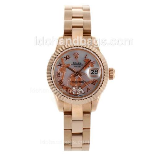 Rolex Datejust Automatic Full Rose Gold Roman Markers with MOP Dial-Flowers Illustration 116732