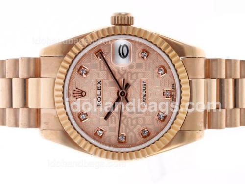Rolex Datejust Automatic Full Rose Gold Diamond Markers with Champagne Computer Dial-Same Structure as ETA Version-Mid S 46142
