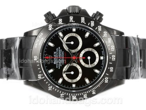 Rolex Daytona Valjoux 7750 Movement Full PVD with Black Dial and Stick Marking - Black-Out New Version 43660