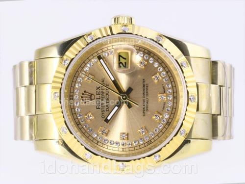 Rolex Datejust Automatic Full Gold Diamond Marking with Golden Dial 23374