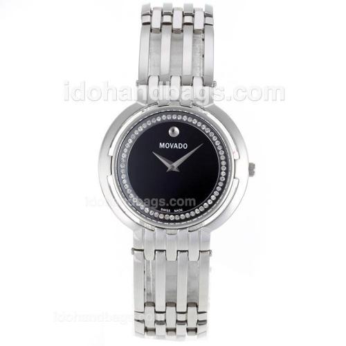 Movado Museum Diamond Inner Bezel with Black Dial S/S-Sapphire Glass 119148
