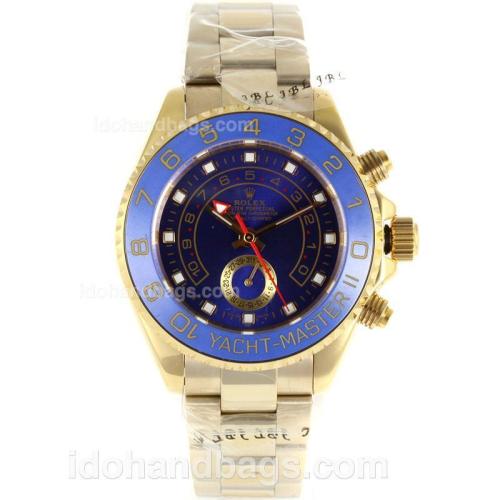 Rolex Yachtmaster II Working GMT Automatic Full Gold with Blue Dial-Blue Ceramic Bezel 110130