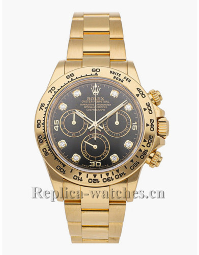 Replica Rolex  Cosmograph Daytona 116508 yellow gold case Black Dial 40mm  Men's Watch