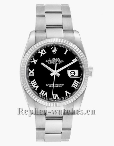 Replica Rolex Datejust 116234 Stainless steel case Black Dial 36mm Mens Watch