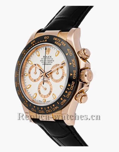 Replica Rolex Cosmograph Daytona 116515LN  Silver dial Black leather strap 40mm mens Watch