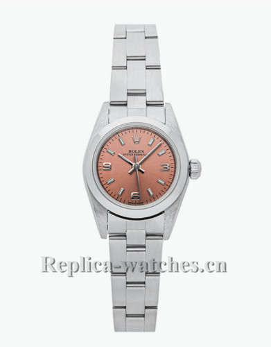 Replica Rolex Oyster Perpetual 76080 Stainless steel strap Pink Dial 24mm Ladies watch