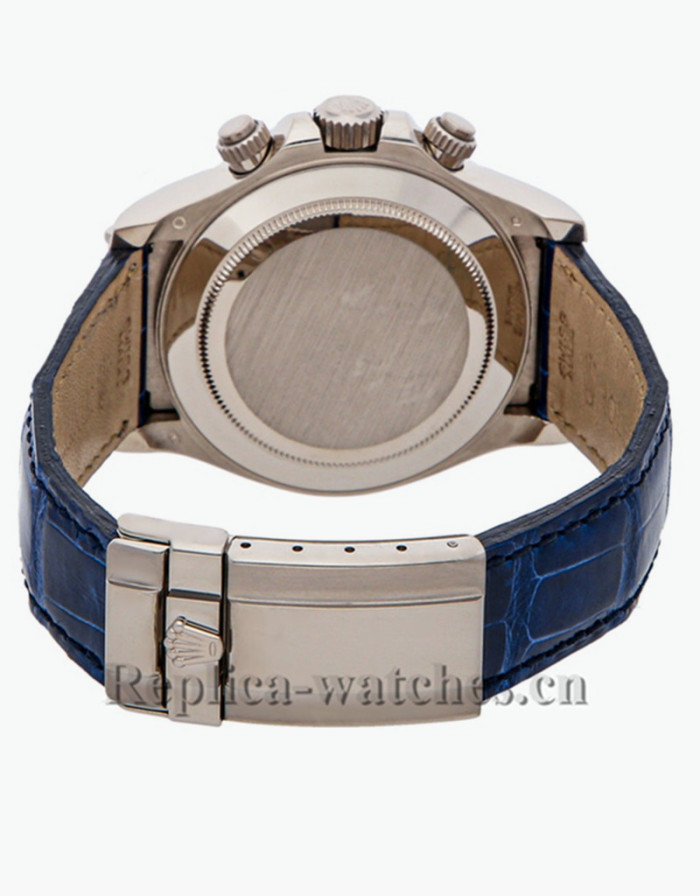 Replica Rolex Cosmograph Daytona 116599RBR blue alligator strap White Dial 40mm Mens watch