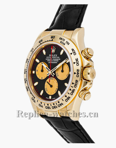 Replica Rolex Daytona 116518 Brown leather strap Black Dial  40mm Mens Watch 