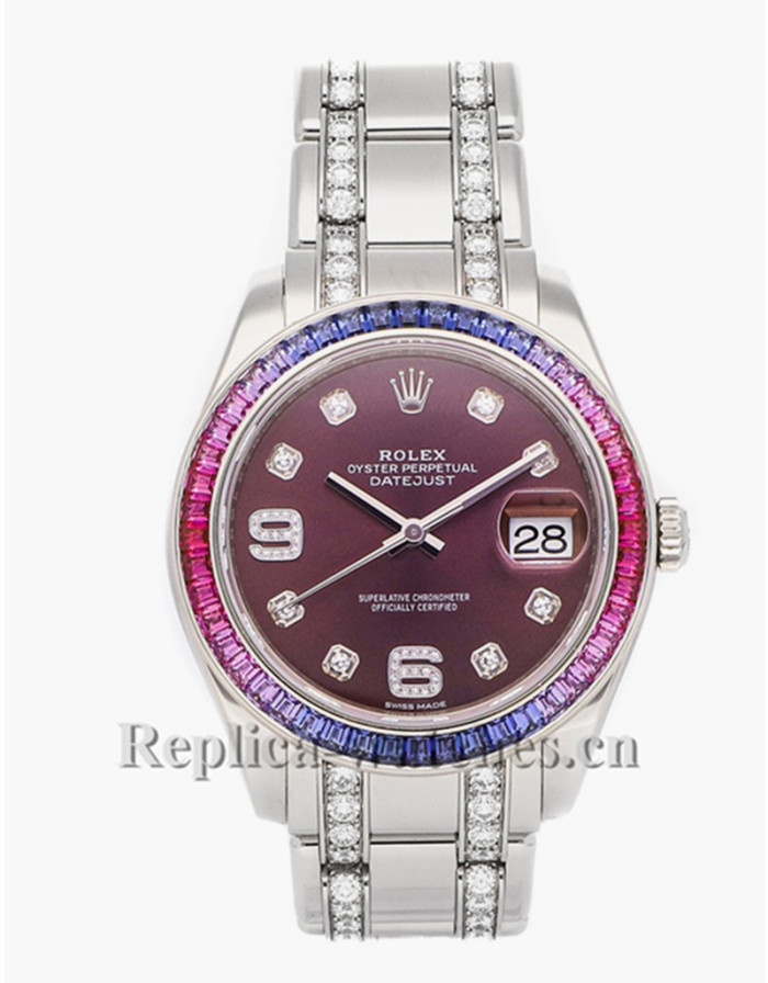 Replica Rolex Pearlmaster Datejust 86349SAFUBL white gold case purple dial 39mm mens watch