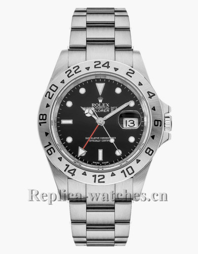 Replica Rolex Explorer II 16570  Stainless Steel Case Black Dial 40mm Men's Watch