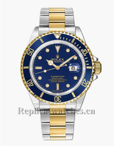 Replica Rolex Submariner Date 16613LB Stainless Steel Case Blue Dial 40mm Men's Watch 
