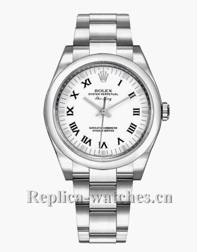Replica Rolex Oyster Perpetual Air-King 114200 Steel Oyster Bracelet White Dial 34mm Lady's Watch