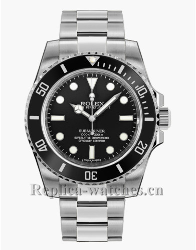 Replica Rolex Submariner No Date 114060  Stainless Steel Case Black Dial 40mm Men's Watch 