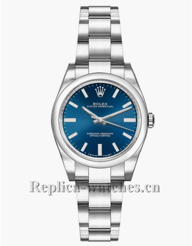 Replica  Rolex Oyster Perpetual 276200 Steel Oyster Bracelet Blue Dial 28mm Lady's Watch