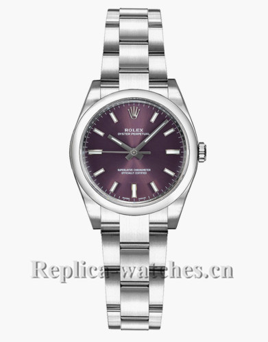Replica Rolex Oyster Perpetual 176200 Steel Oyster Bracelet 26mm Grape Red Dial Luxury Watch 