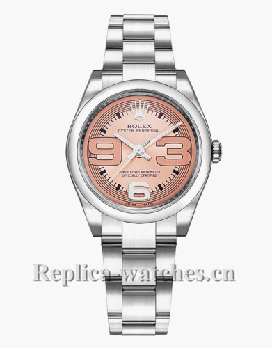 Replica  Rolex Oyster Perpetual 177200 Oyster Bracelet 31mm Pink Dial Lady's Watch 