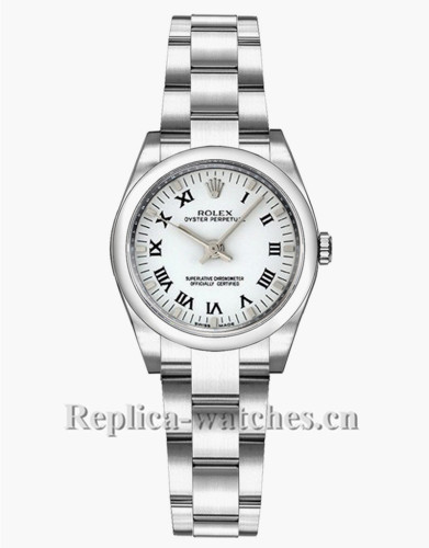 Replica Rolex Oyster Perpetual 176200 26mm White Roman Numeral Dial Luxury Watch