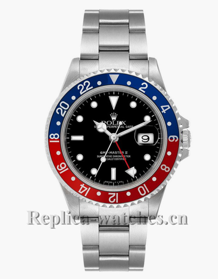 Replica  Rolex GMT Master II 16710  Steel Oyster Bracelet Black Dial 40mm Men's Watch