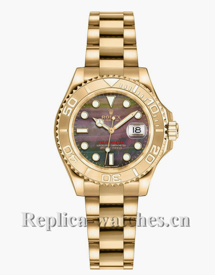 Replica Rolex Yacht Master 169628 Mother of Pearl Black Dial 29mm Lady's Watch 
