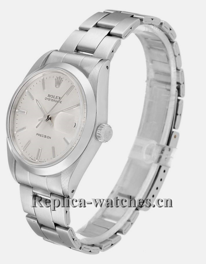 Replica Rolex OysterDate Precision 6694 Stainless steel oyster bracele Silver Dial 35mm Mens Watch