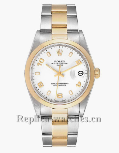 Replica Rolex Date 15203 Stainless steel  34mm White Dial Mens Watch