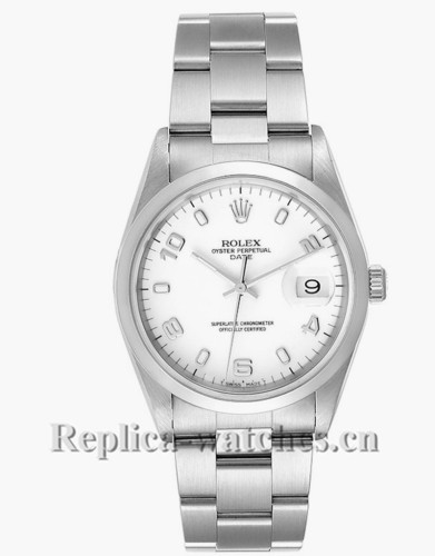 Replica Rolex Date 15200 White Dial Oyster Bracelet Steel 34mm Mens Movement Watch 