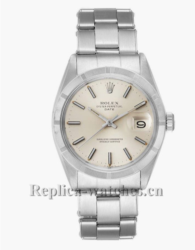 Replica  Rolex Date 1501 Stainless Steel Silver Dial 34mm Vintage Mens Watch 
