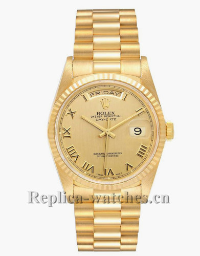Replica Rolex President Day-Date 18238 Roman numerals Champagne dial  Mens Watch