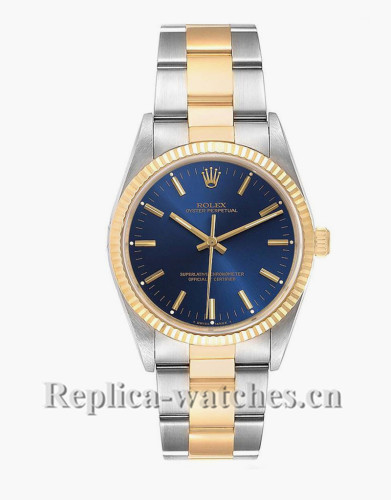 Replica Rolex Oyster Perpetual 14233 Stainless steel 34mm Blue Dial Mens Watch