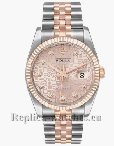 Replica Rolex Datejust 116231 Stainless steel  36mm Pink jubilee anniversary dial Unisex Watch