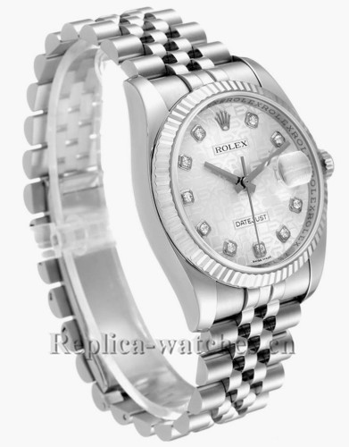 Replica Rolex Datejust 116234 Stainless steel case 36mm Silver Jubilee Diamond Dial Watch