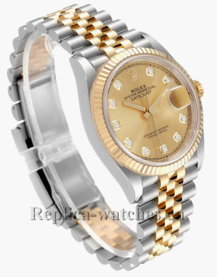 Replica Rolex Datejust 126233 Stainless steel 36mm Champagne Diamond Dial Mens Watch