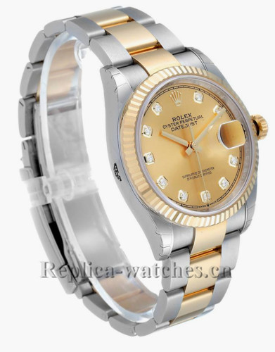 Replica Rolex Datejust 126233 steel  oyster bracelet 36mm Champagne dial Mens Watch 