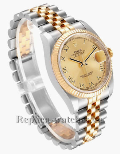 Replica Rolex Datejust 116233 Stainless steel case 36mm Champagne Dial Mens Watch