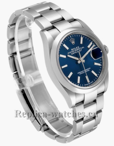 Replica Rolex Datejust 126200 Stainless steel case 36mm Blue Dial Domed Bezel Steel Mens Watch 