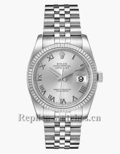 Replica Rolex Datejust 116234 Stainless steel case 36mm Silver dial Mens Watch 