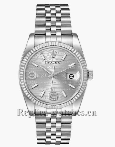 Replica Rolex Datejust 116234 Stainless steel case 36mm Silver Dial Diamond Mens Watch