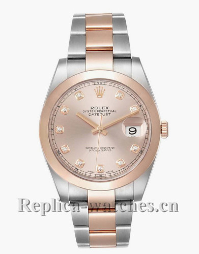 Replica Rolex Datejust 126301 Stainless steel 41mm Steel Rose Gold Diamond Dial Mens Watch