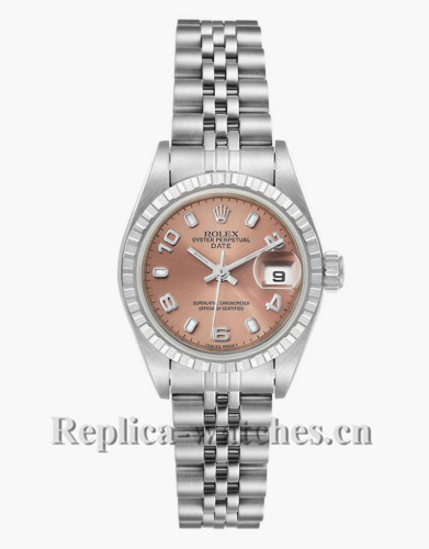 Replica  Rolex Date 79240 Salmon Dial 26mm Jubilee Bracelet Ladies Watch