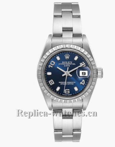 Replica Rolex Date 79240 Blue Dial 26mm Oyster Bracelet Steel Ladies Watch