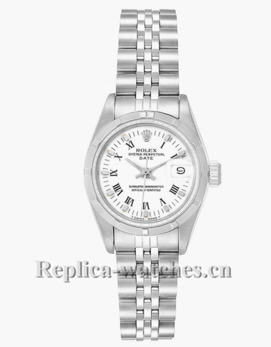 Replica Rolex Date 69190 Stainless steel oyster case 24mm White Dial  Ladies Watch