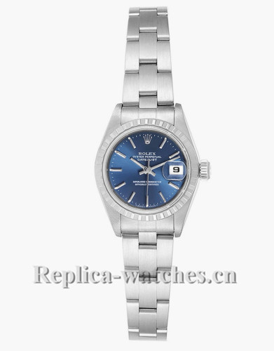 Replica Rolex Date 69240 Blue Dial Oyster Bracelet Steel 26mm Ladies Watch